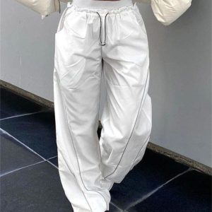 Y2K Aesthetic Track Pants for Trendy Outfits - Comfy Cargo Style for Everyday Wear