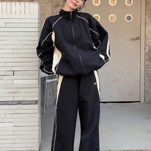 Y2K Aesthetic Tracksuit Set for Trendy Outfits and Comfy Street Style Fashion