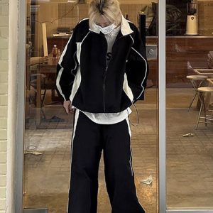 Y2K Aesthetic Tracksuit Set for Trendy Outfits and Comfy Street Style Fashion