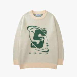 Y2K Aesthetic Universe Graphic Sweater - Trendy Cozy Top for Retro Fashion Lovers