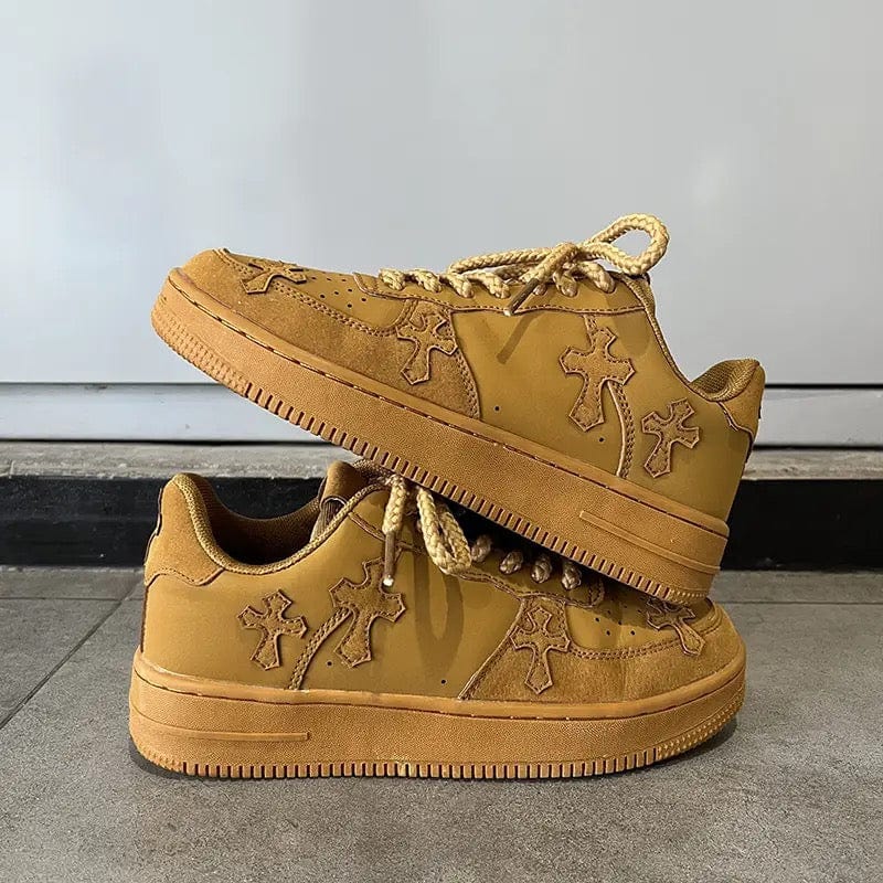 Y2K Aesthetic Wheat Cross Sneakers for Trendy Outfits and Stylish Looks