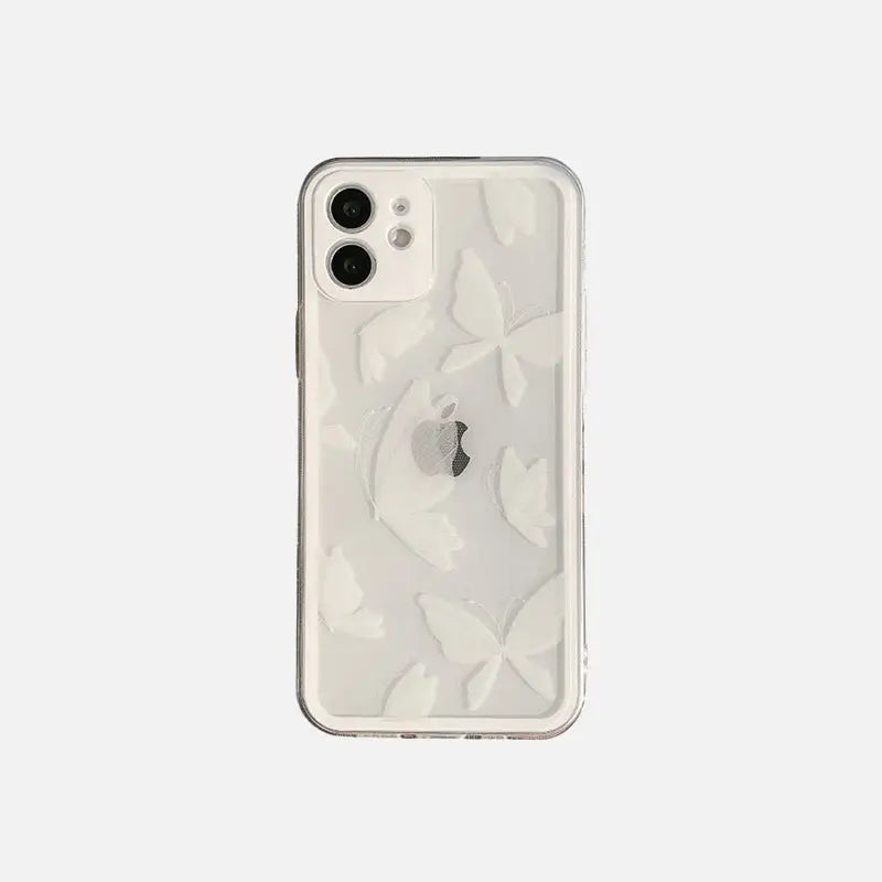 Y2K Aesthetic White Butterfly iPhone Case - Cute Kawaii Style Phone Accessory