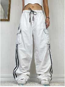 Y2K Aesthetic White Cargo Pants for Trendy Outfits and Comfy Street Style