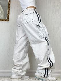 Y2K Aesthetic White Cargo Pants for Trendy Outfits and Comfy Street Style