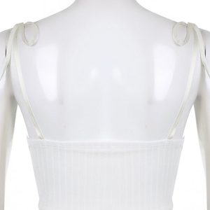 Y2K Aesthetic White Tank Top - Cute Crop Top for Coquette and Grunge Styles