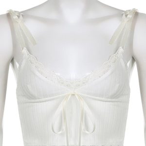 Y2K Aesthetic White Tank Top - Cute Crop Top for Coquette and Grunge Styles