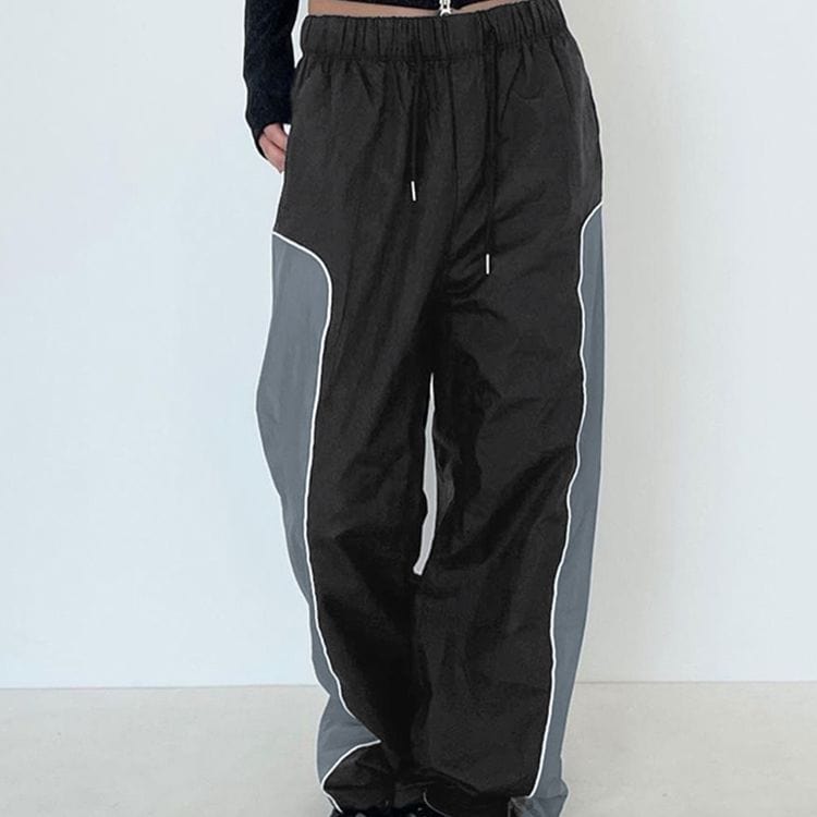 Y2K Aesthetic Wide Leg Parachute Pants for Trendy Grunge and Coquette Outfits