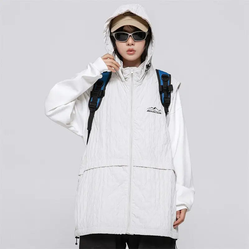 Y2K Aesthetic Windbreaker Hooded Zip-Up Jacket for Trendy Y2K Fashion Lovers