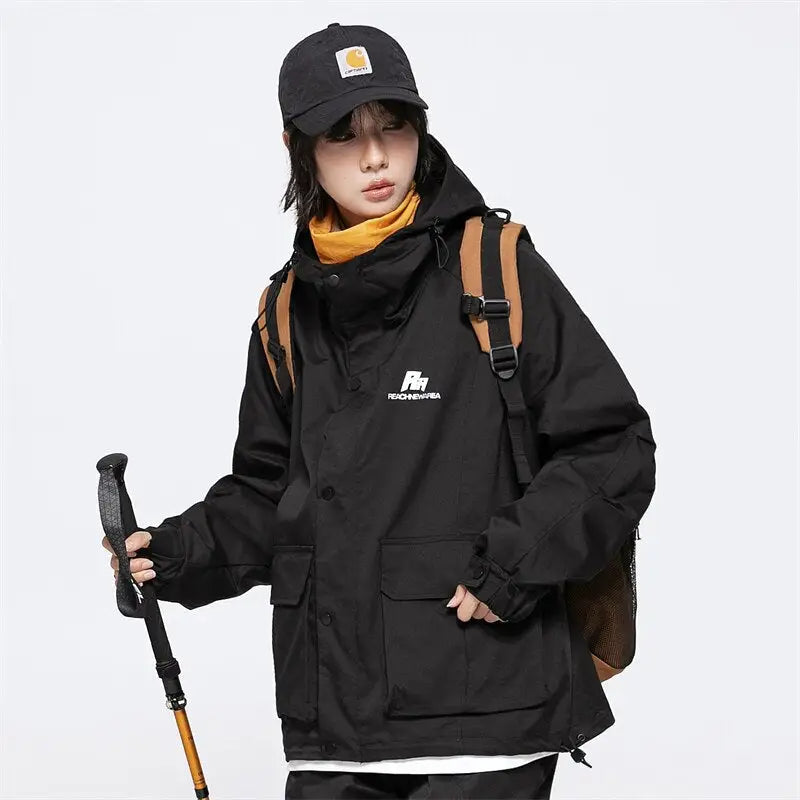 Y2K Aesthetic Windbreaker Zip-Up Jacket for Trendy Outdoor Adventures