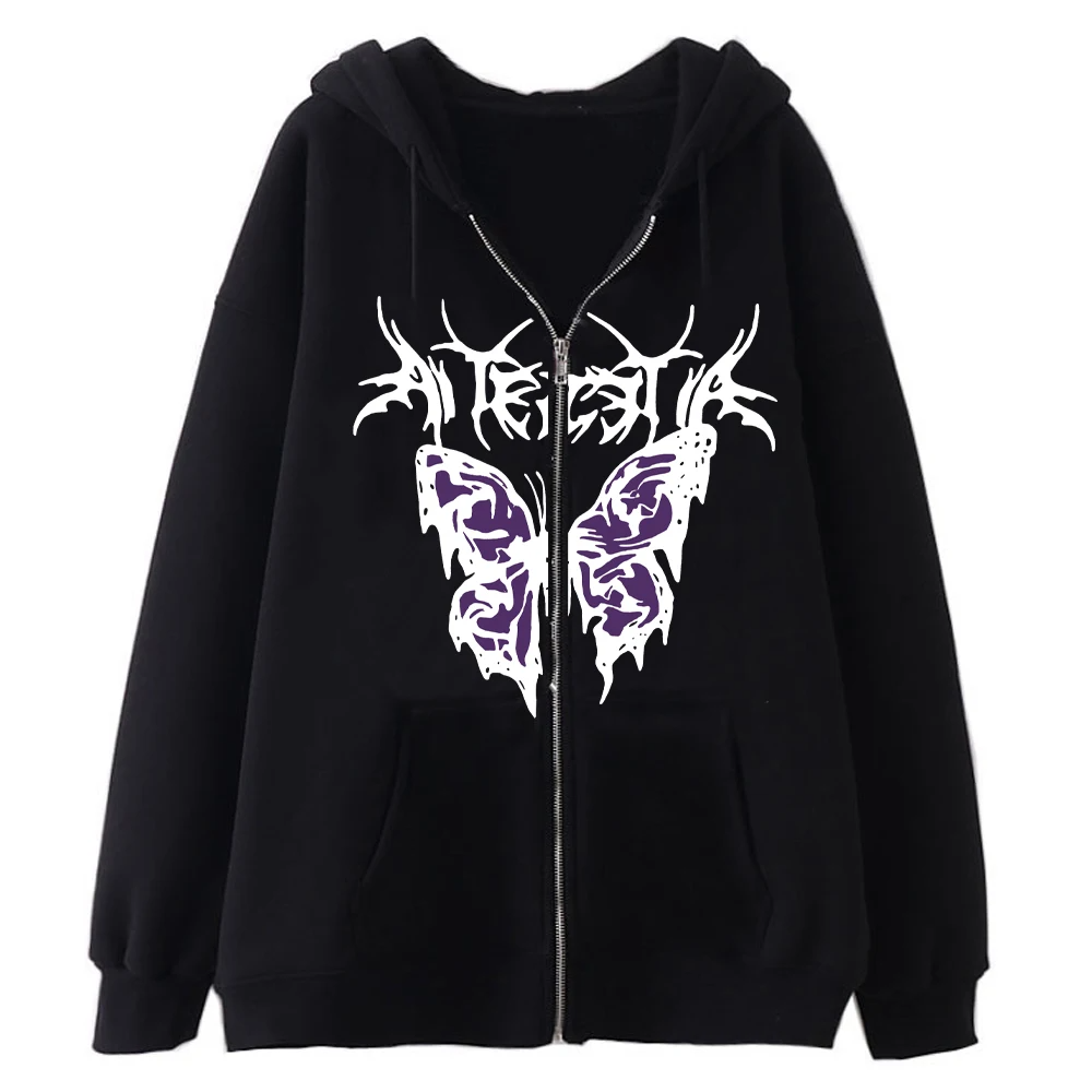 Y2K Aesthetic Zip Up Hoodie - Comfy Vintage Style for Trendy Outfits and Layering