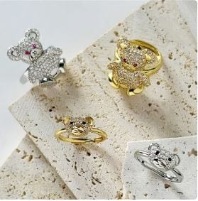 Y2K Aesthetic Zircon Bear Ring - Cute Coquette Style Jewelry for Trendy Outfits