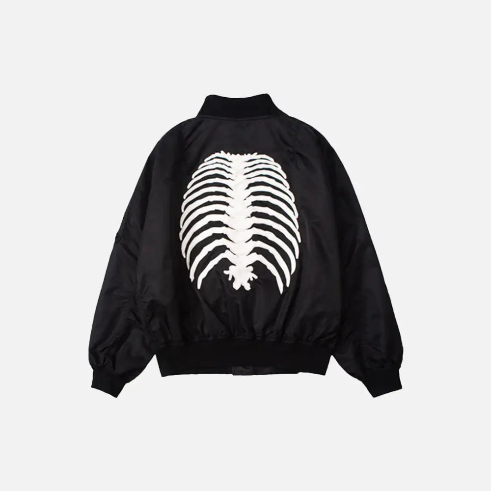 Y2K Back Skeleton Jacket - Edgy Grunge Aesthetic Outerwear for Unique Style