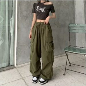 Y2K Baggy Cargo Pants for Trendy Coquette and Grunge Aesthetic Outfits