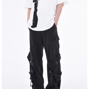 Y2K Baggy Cargo Pants for Trendy Grunge Aesthetic Outfits and Comfy Everyday Wear