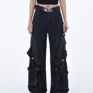 Y2K Baggy Cargo Pants for Trendy Grunge Aesthetic Outfits and Comfy Everyday Wear