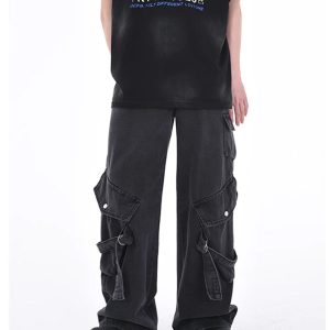 Y2K Baggy Cargo Pants for Trendy Grunge Aesthetic Outfits and Comfy Everyday Wear