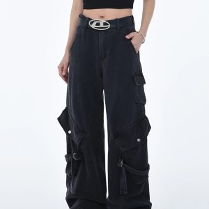 Y2K Baggy Cargo Pants for Trendy Grunge Aesthetic Outfits and Comfy Everyday Wear