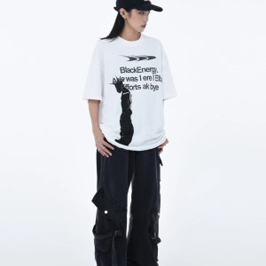 Y2K Baggy Cargo Pants for Trendy Grunge Aesthetic Outfits and Comfy Everyday Wear