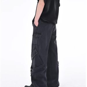 Y2K Baggy Cargo Pants for Trendy Grunge Aesthetic Outfits and Comfy Everyday Wear