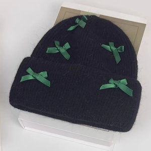 Y2K Beanie with Bows - Cute Coquette Style Accessory for Aesthetic Outfits