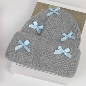 Y2K Beanie with Bows - Cute Coquette Style Accessory for Aesthetic Outfits