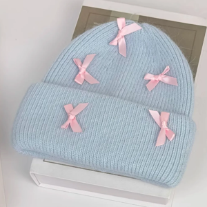 Y2K Beanie with Bows - Cute Coquette Style Accessory for Aesthetic Outfits