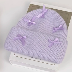 Y2K Beanie with Bows - Cute Coquette Style Accessory for Aesthetic Outfits