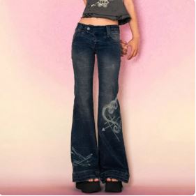 Y2K Bedazzled Jeans: Sparkly Vintage Denim for a Glamorous Y2K Aesthetic Look