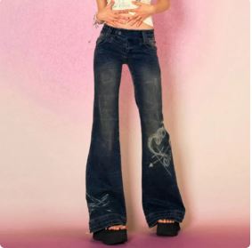 Y2K Bedazzled Jeans: Sparkly Vintage Denim for a Glamorous Y2K Aesthetic Look