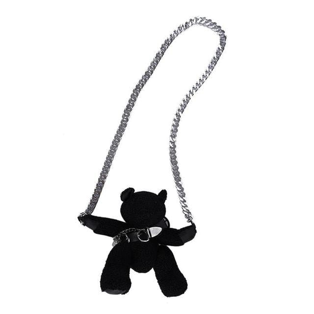 Y2K Black Bear Bag: Cute Coquette Aesthetic Accessory for Y2K Fashion Lovers