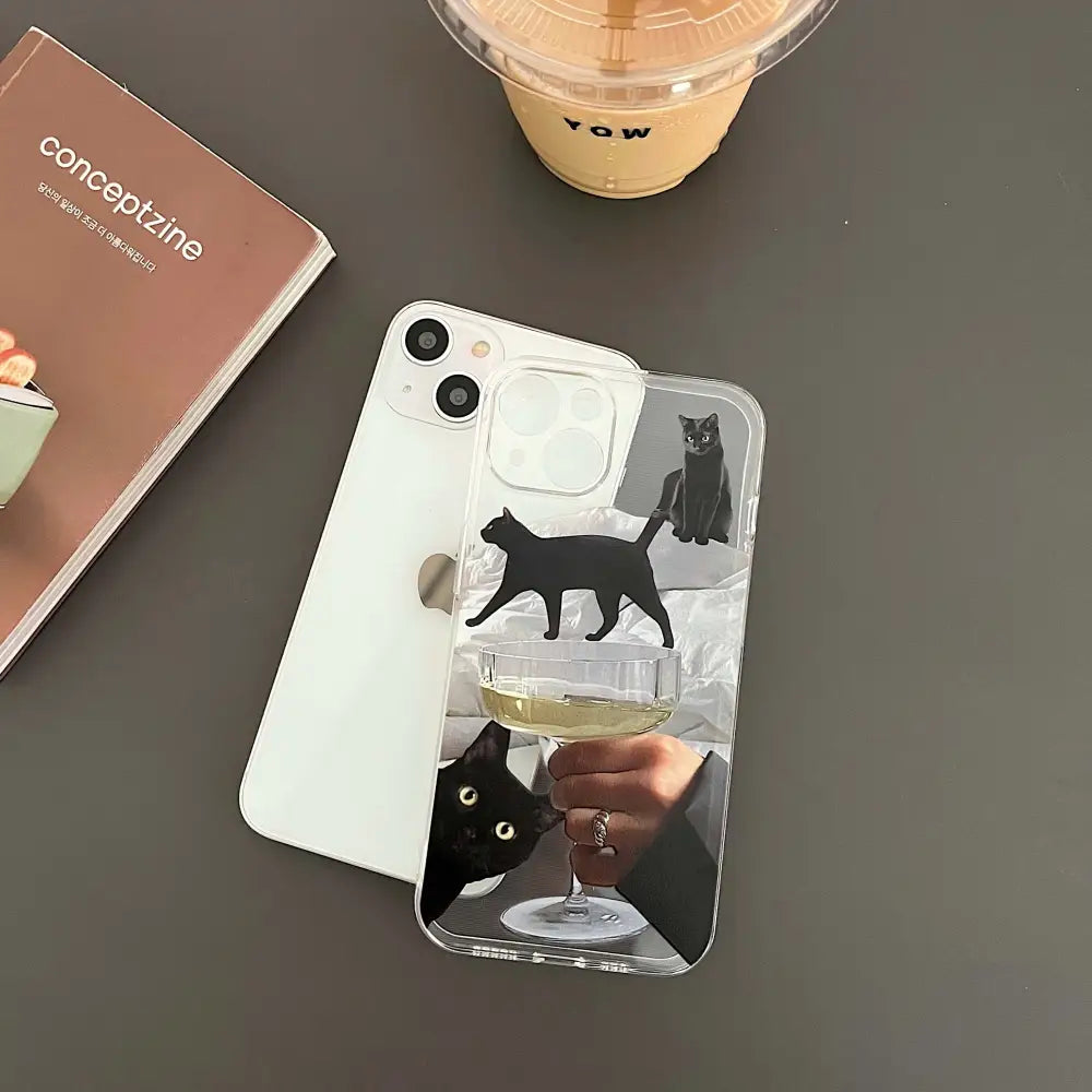 Y2K Black Cat Aesthetic iPhone Case - Cute Kawaii Style for Trendy Fashion Lovers