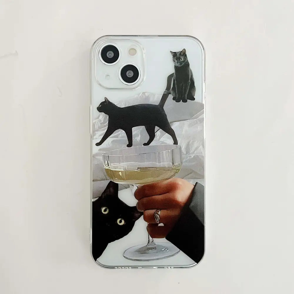 Y2K Black Cat Aesthetic iPhone Case - Cute Kawaii Style for Trendy Fashion Lovers