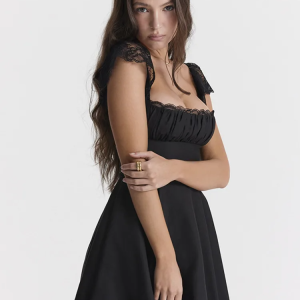 Y2K Black Dress: Vintage-Inspired Grunge Aesthetic with Coquette Style Touches