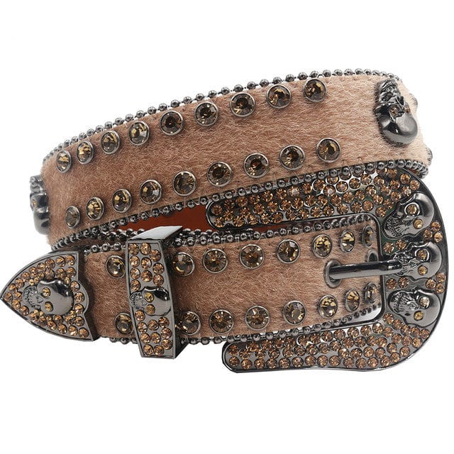 Y2K Brown Fur Belt for Coquette Aesthetic and Grunge Style Outfits