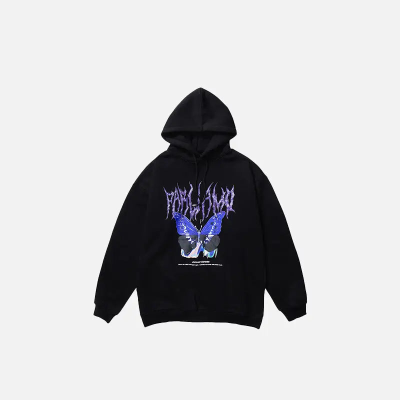 Y2K Butterfly Oversized Hoodie - Trendy Grunge Aesthetic for Cozy Style