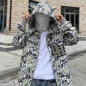 Y2K Camo Full Zip Hoodie - Trendy Y2K Fashion for Edgy Aesthetic Outfits