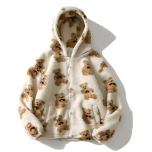 Y2K Cartoon Lamb Wool Coat - Cute and Cozy Outerwear for Y2K Fashion Lovers