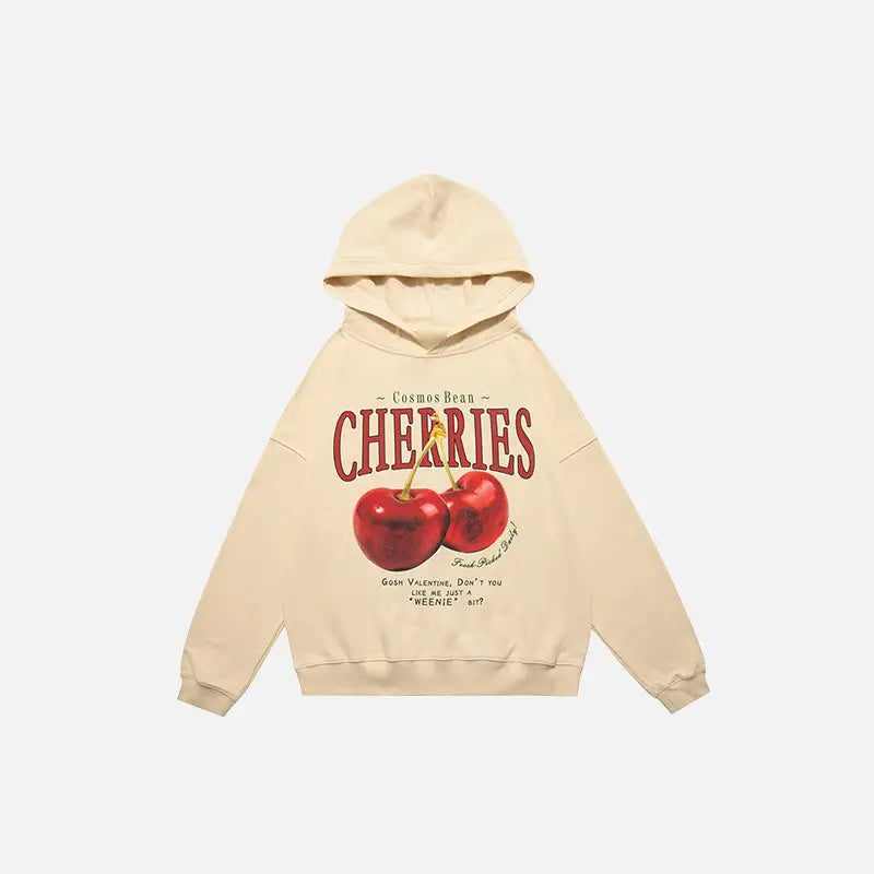 Y2K Cherries Print Hoodie - Cute and Comfy Y2K Fashion for Aesthetic Outfits