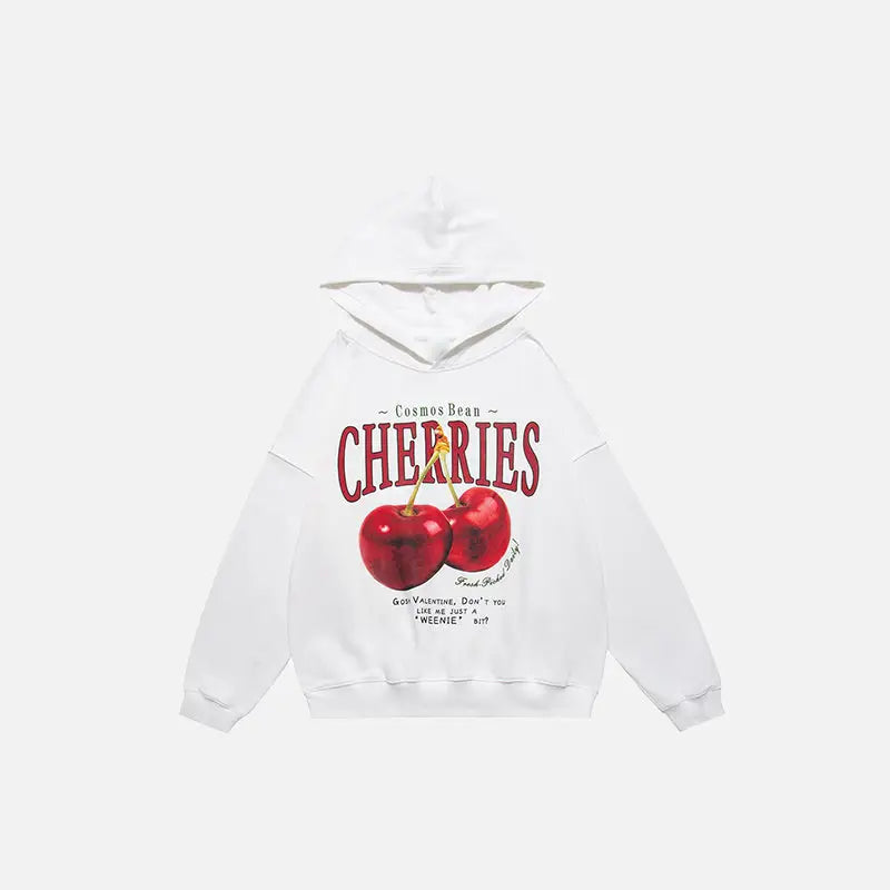 Y2K Cherries Print Hoodie - Cute and Comfy Y2K Fashion for Aesthetic Outfits