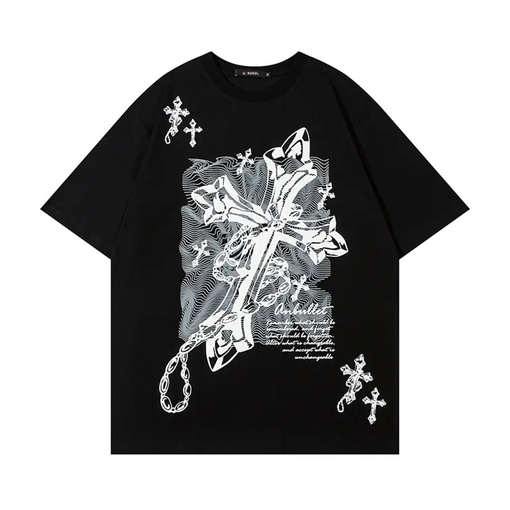 Y2K Cross Graphic Tee - Trendy Y2K Aesthetic Top for Grunge and Coquette Styles