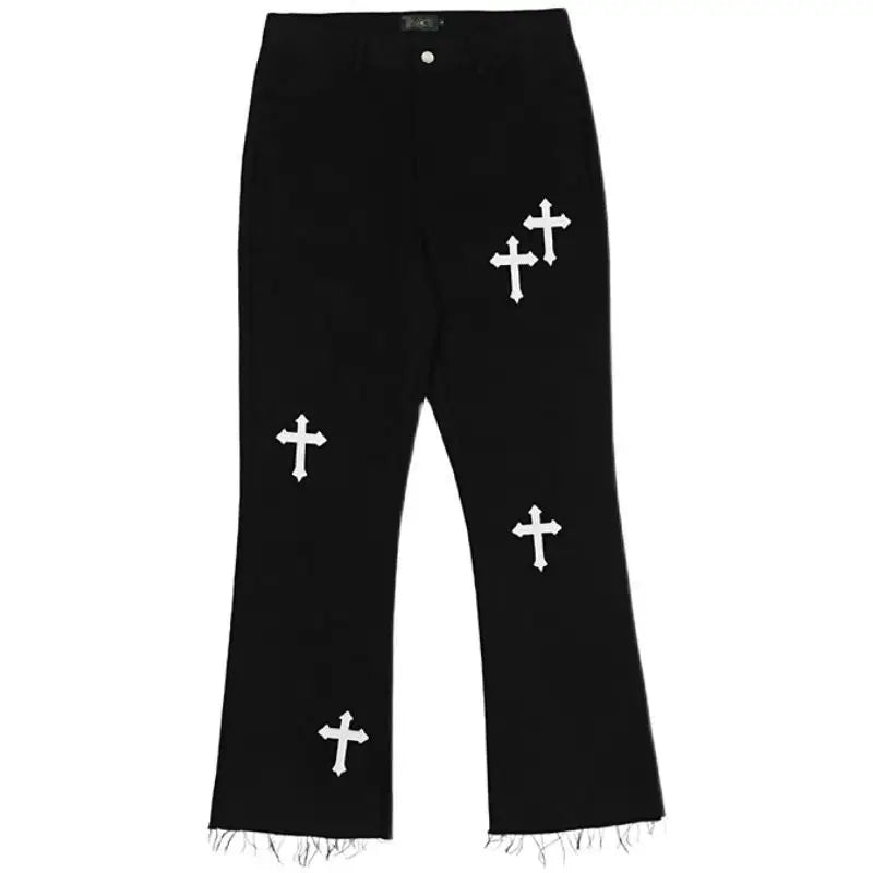 Y2K Cross Jeans for Unique Streetwear Style - Trendy Y2K Fashion for Bold Looks