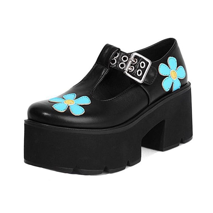 Y2K Daisy Platform Sandals - Cute Y2K Style Footwear for Coquette and Grunge Aesthetics