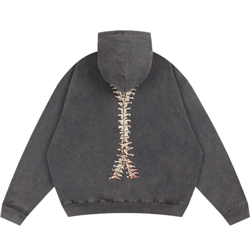 Y2K Dark Skeleton Zip Up Hoodie - Grunge Aesthetic Comfy Layer for Edgy Outfits