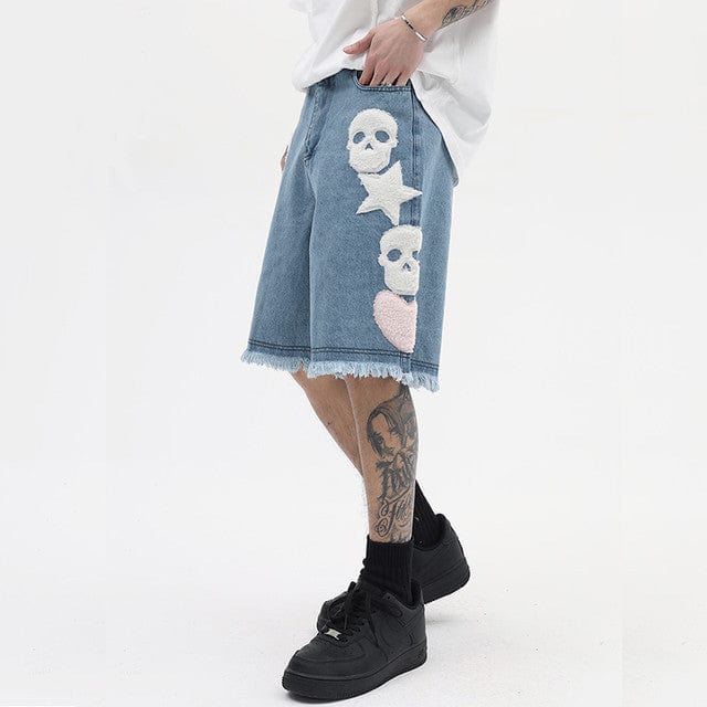 Y2K Dead Star Cargo Shorts for Grunge Aesthetic and Retro Y2K Fashion Lovers