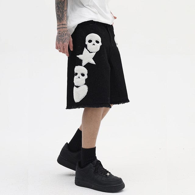 Y2K Dead Star Cargo Shorts for Grunge Aesthetic and Retro Y2K Fashion Lovers