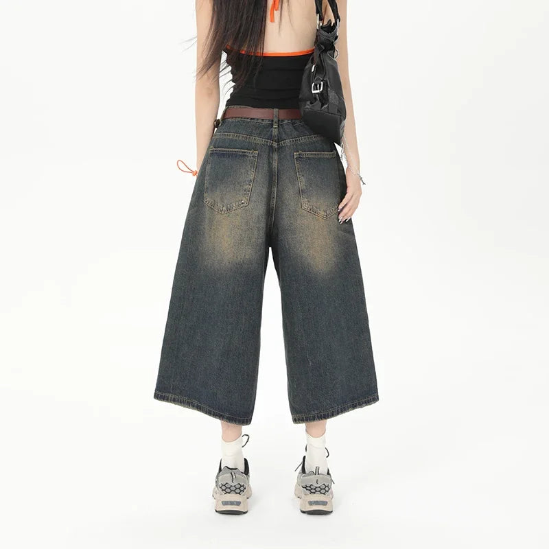 Y2K Denim Jorts for Women - Trendy Cargo Style Shorts for a Chic Aesthetic Look