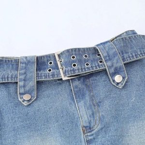 Y2K Denim Mini Skirt - Trendy Grunge Aesthetic for Stylish Outfits