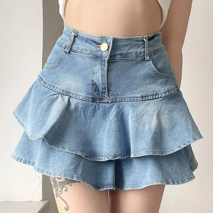 Y2K Denim Mini Skirt - Trendy Grunge Aesthetic for Stylish Outfits