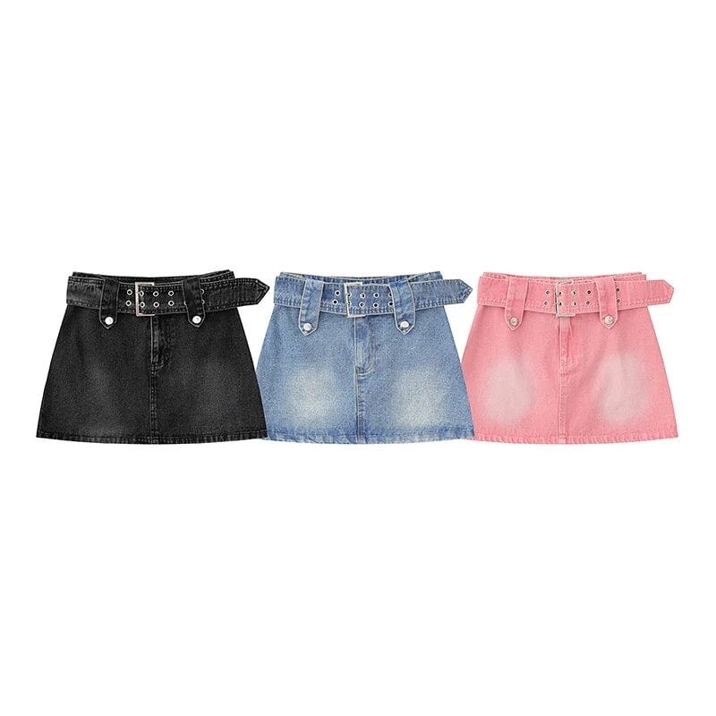 Y2K Denim Mini Skirt - Trendy Grunge Aesthetic for Stylish Outfits