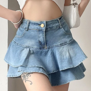 Y2K Denim Mini Skirt - Trendy Grunge Aesthetic for Stylish Outfits